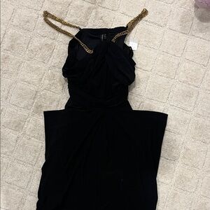 Z. Cavaricci Black Dress with Gold Chain Straps